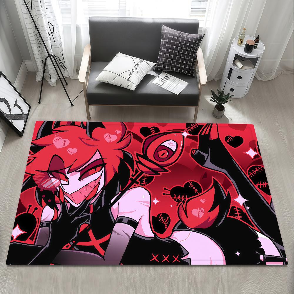Door Comedy Mat Bedside Entrance Bath Hotel Floor Decoration Corridor Door Mat Black H-Hazbin Carpet Cartoon Living Room Balcony