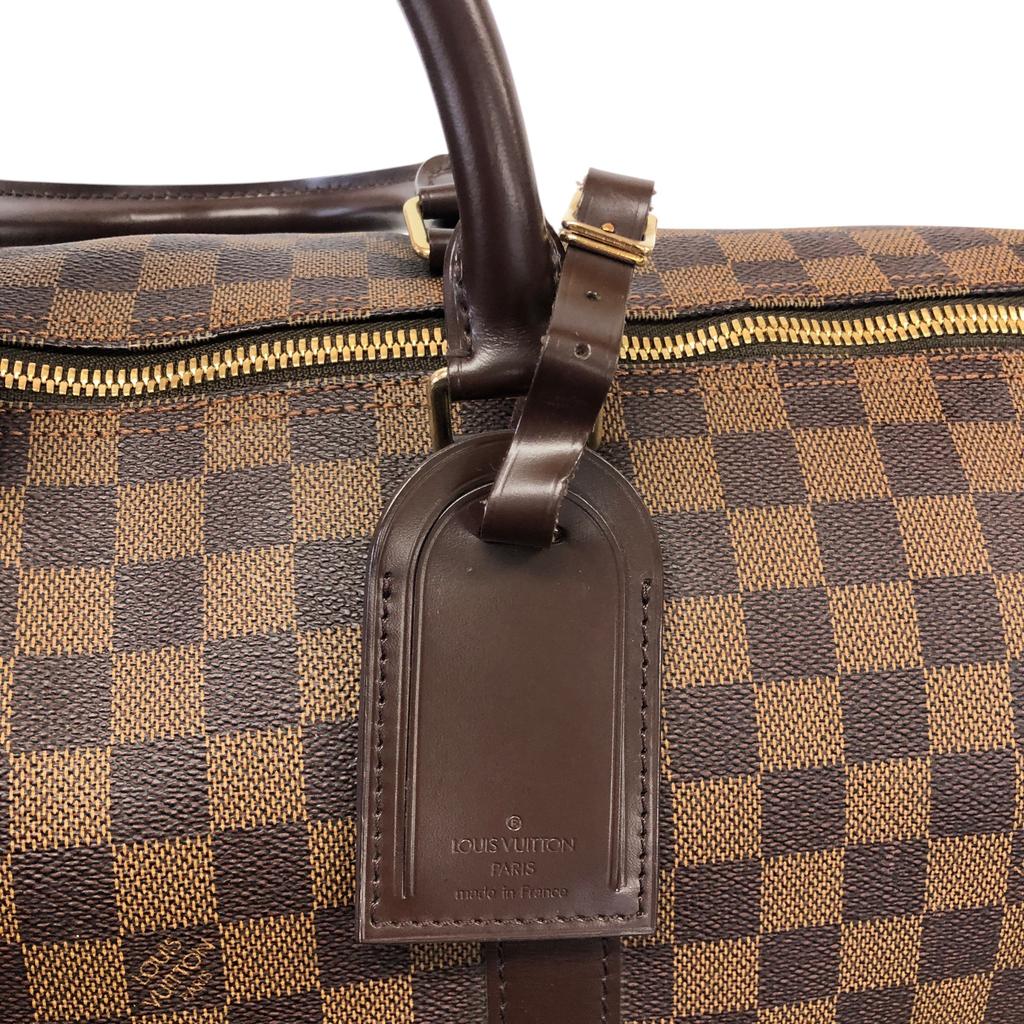 Used Louis Vuitton Damier Keepall 50 N41427 Boston Bag Canvas Brown Authentic 13296