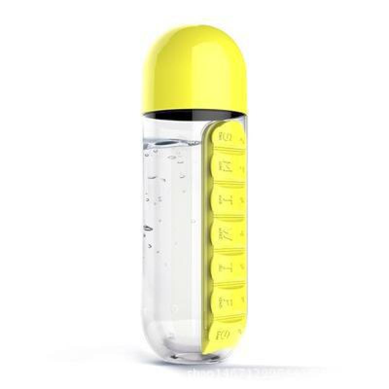Portable Water Bottle With Built-In Pill Box For Medicines Sports Plastic Water Bottle Medicine Box Water Cup