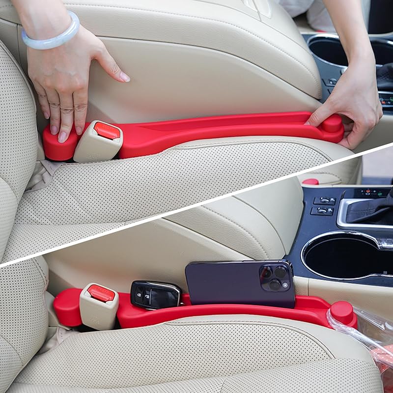 Car Seat Gap Filler Set Of 2, Soft Foam Multifunctional Seat Side Gap Filler With Organizer & Hook Function, 3In1 Gap Stopper Universal Fit Car SUV