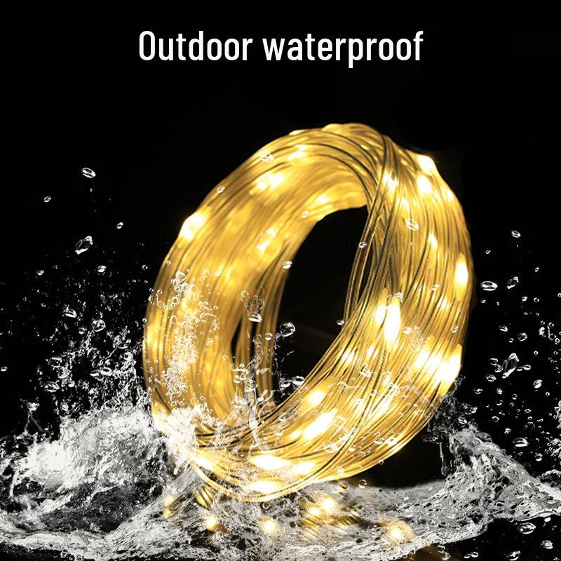 Waterproof LED Copper Wire String Lights with Remote Control - USB & Battery Operated for Christmas, Weddings, and Outdoor Camping Decorations