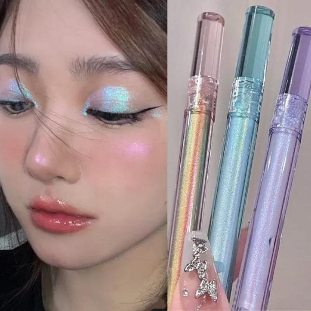 Polarisierter Glitzer Lidschatten Flüssig Highlighter Perlglänzend Aufhellend Seidenraupe Wasserfest Pailletten Diamant Make-up, 1 Stück, 05 05