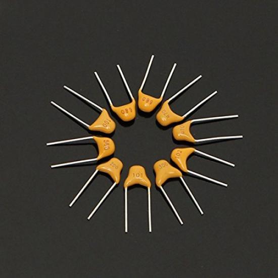 WINGONEER 600pcs Multilayer Monolithic Ceramic Capacitor Assortment Kit, 30 Values 10pF-10uF, 20pcs Each, with Plastic Box