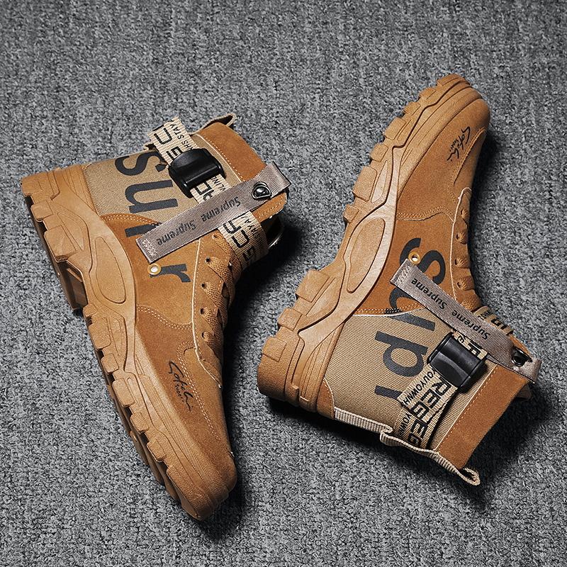 Autumn Winter Men's Boots High Top Leather Shoes Men's Ankle Boots Fashion Comfortable Motorcycle Boots Platform Boots Man