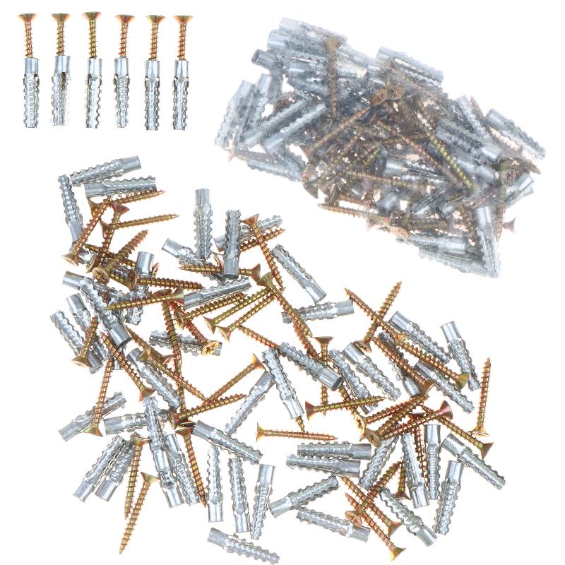 100Set 6/8Mm Wall Anchors And Screws Set Metal Expansion Plug And Self Tapping Screws Kit For Concrete Drywall Mounting