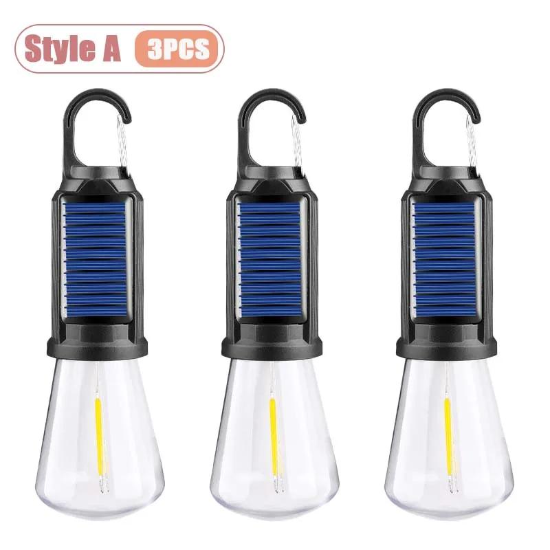 1-10PCS Solar Powered LED Lighting Hanging Lights Outdoor Tent BBQ Atmosphere Light Portable Waterproof Camping Light