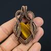Colgante de joyería hecho a mano envuelto en alambre de cobre con piedras preciosas de ojo de tigre en forma de corazón, regalo de boda
