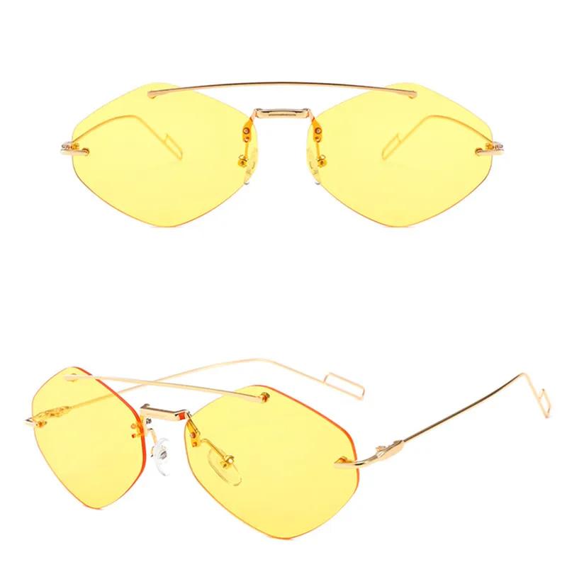 Trend Women Rimless Sunglasses Unisex Classic Metal Sun Glasses Ladies Travel Beach Uv400 Protection Lens Polygonal Glasses