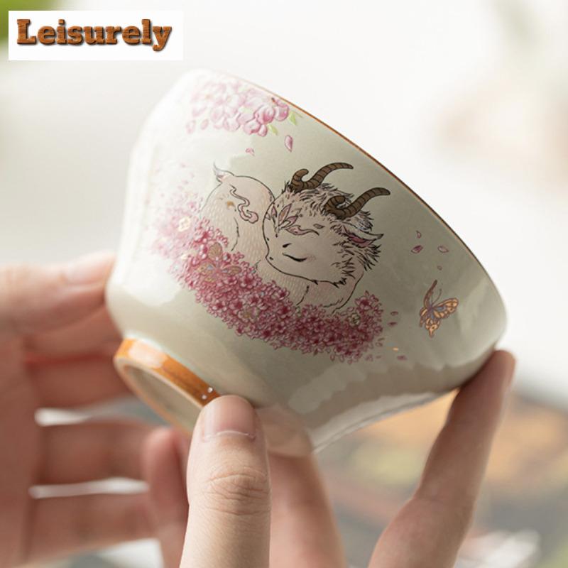 170ml Pflanzenasche Hirschblume Teetasse Boutique Teeschale Teetassenset Teeverkostung Riechbecher Jianzhan Meistertassen Cafés Handwerk Geschenk