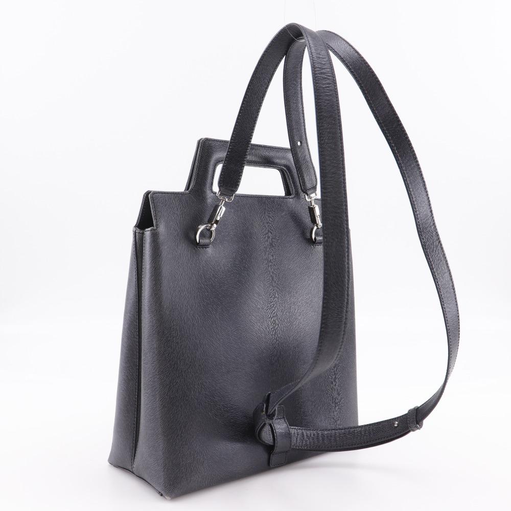 Salvatore Ferragamo Gancini Handbag DX-21 8674 3WAY gray Embossed Leather Women Used