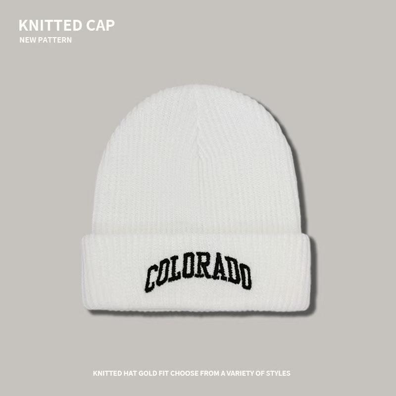 

Корейская ретро вышитая шерстяная шапка - Унисекс хип-хоп вязаная зимняя теплота One Size