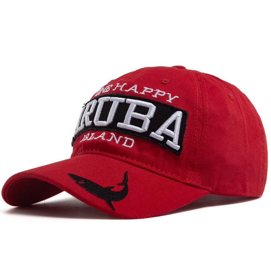 

New Aruba Letter With Shark Embroidery Baseball Cap Men Women Casual Sun Hat Cotton Soft Top Snapback Outdoor Sports Visor Cap Adjustable