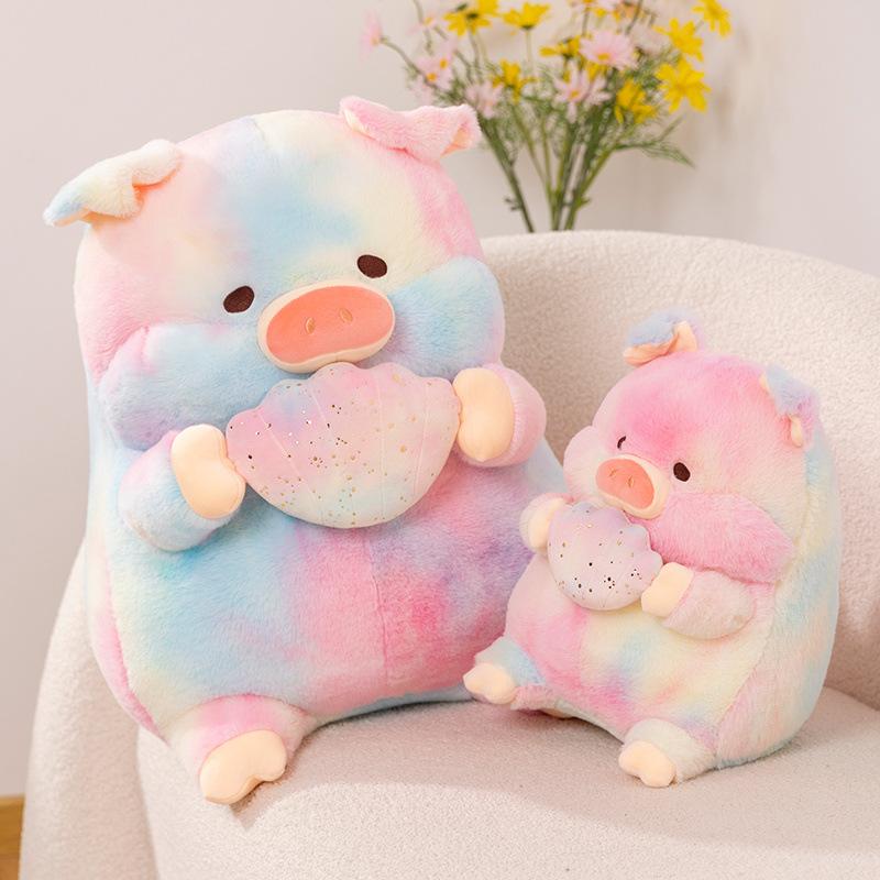 Cute Cute Rainbow Shell Pig Doll Plush Toy Piggy Doll Children Sleep Soothing Doll
