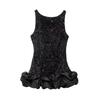 Sequin Sleeveless Slip Mini Dress A-line Flared Hem Party Outfit