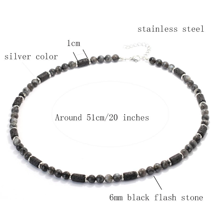 Noter Men Necklace Stainless Steel Buckle Natural Lava Turquoises Onyx Healing Collar Outdoor Cool Riding Neck Accessories Homme