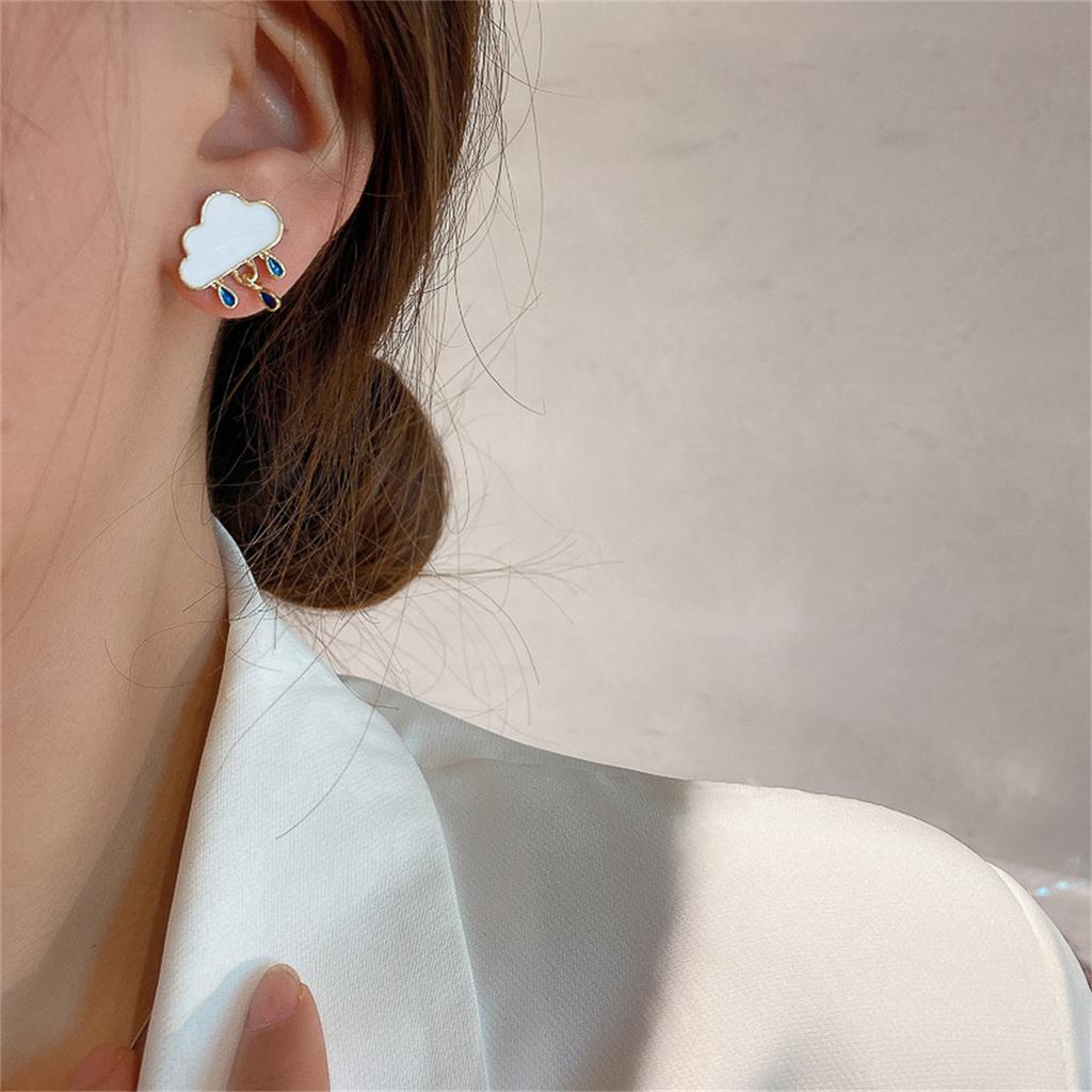 2025 New Fashion Cute Asymmetric Cloud Rain Earrings For Women Korean Crystal Long Chain Tassel Earrings Party Jewelry Brincos