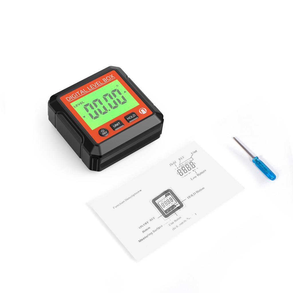 Digital Angle Finder Gauge W/ Magnetic Base and Backlit LCD Display Angle Ruler 4 of 90 Degree Digital Level Box for Woodworking