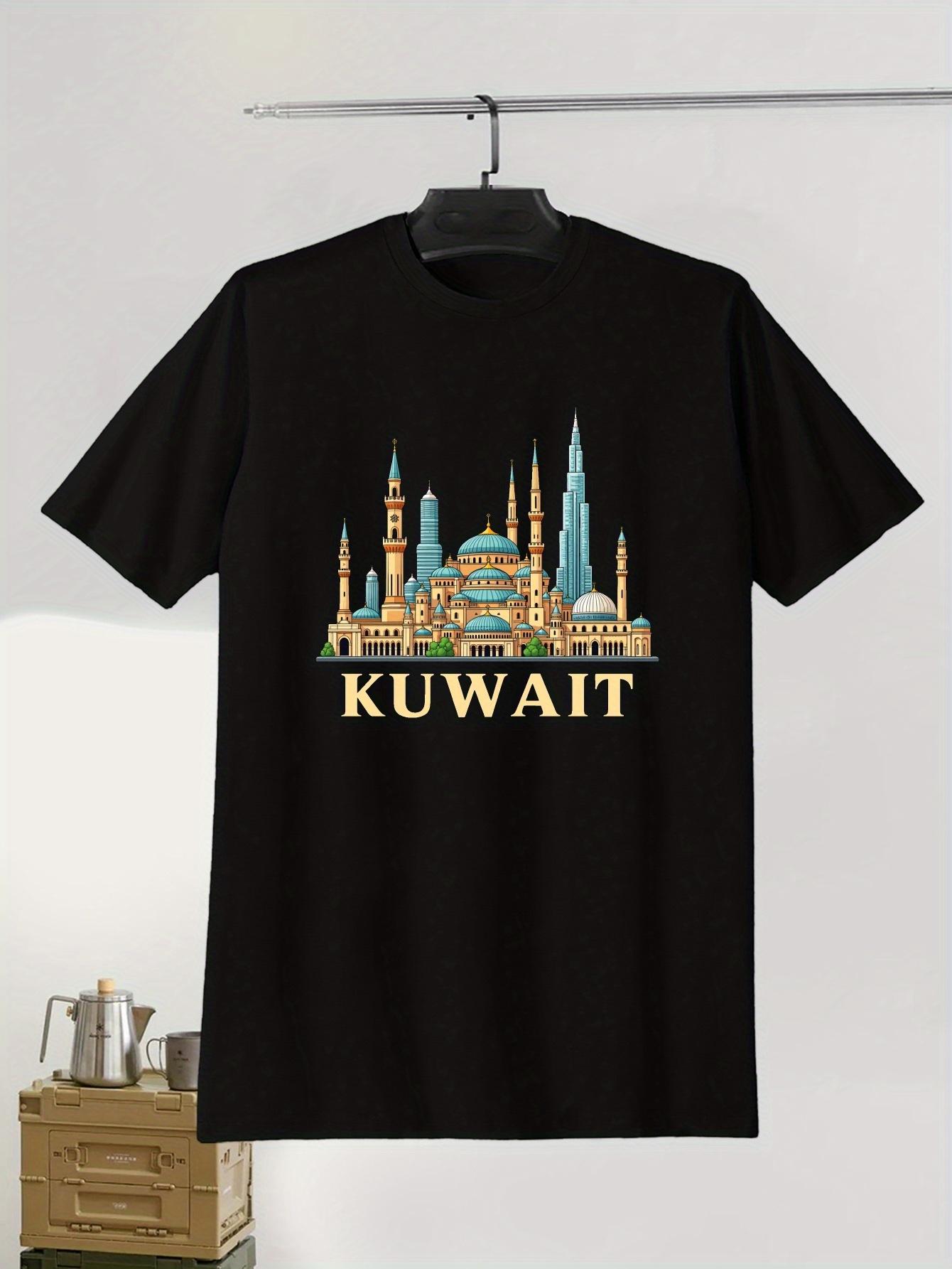 

camisetas Kuwait City Landmark Graphic T-Shirt Short Sleeve Casual Summer Tee with Iconic Mosque Design White Crew Neck 5XL різнокольоровий