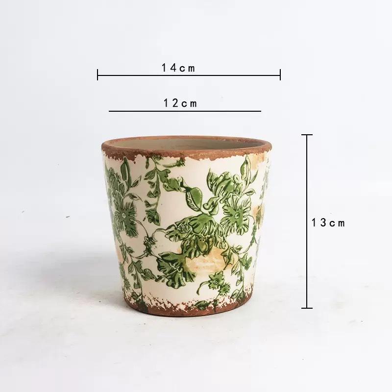 Retro Blue & White Distressed Ceramic Succulent Pot – Simple Decorative Vase for Green Plants & Flowers