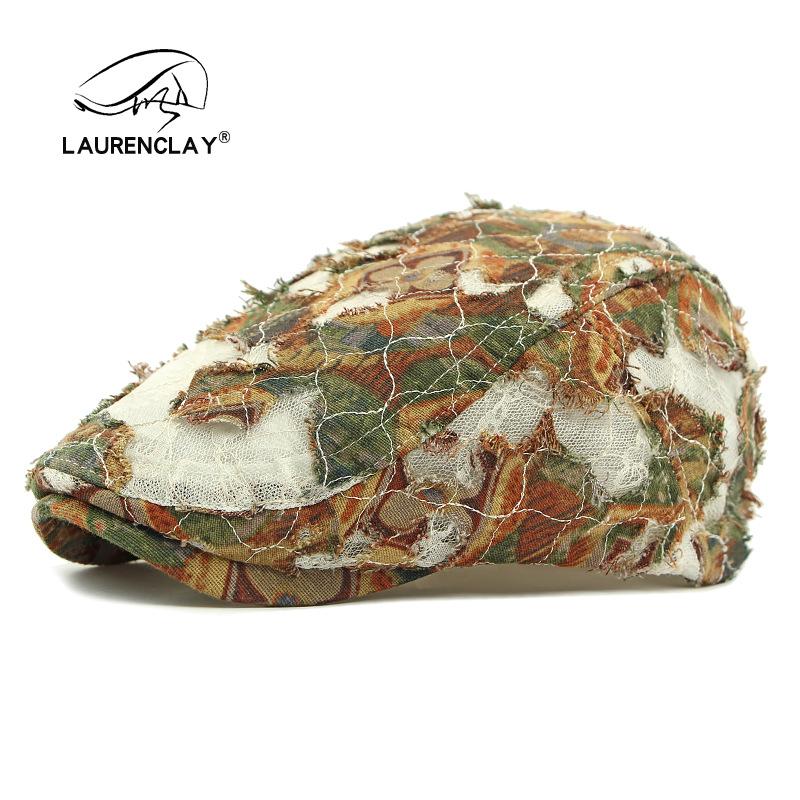 Summer new hat women's breathable lace mesh beret British retro cap leopard print forward hat tide