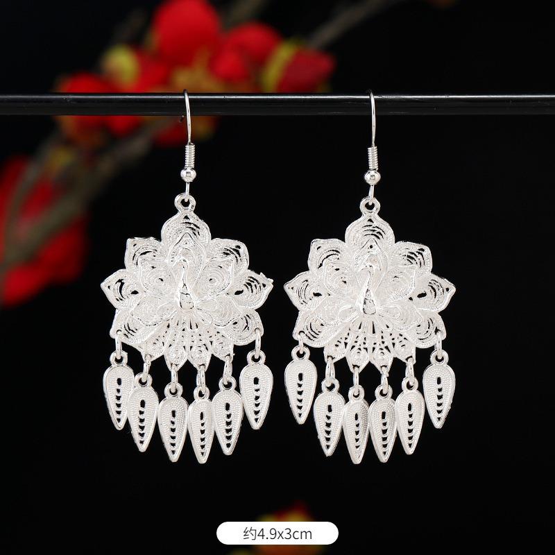 Miao Yin earrings retro exotic niche design long fringed earrings medium earrings women
