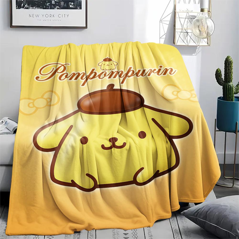 1PC Pompompurin Print Flannel Blanket, High quality All Seasons, Home Decor, Warmth and Comfort, Perfect for Christmas Gifts