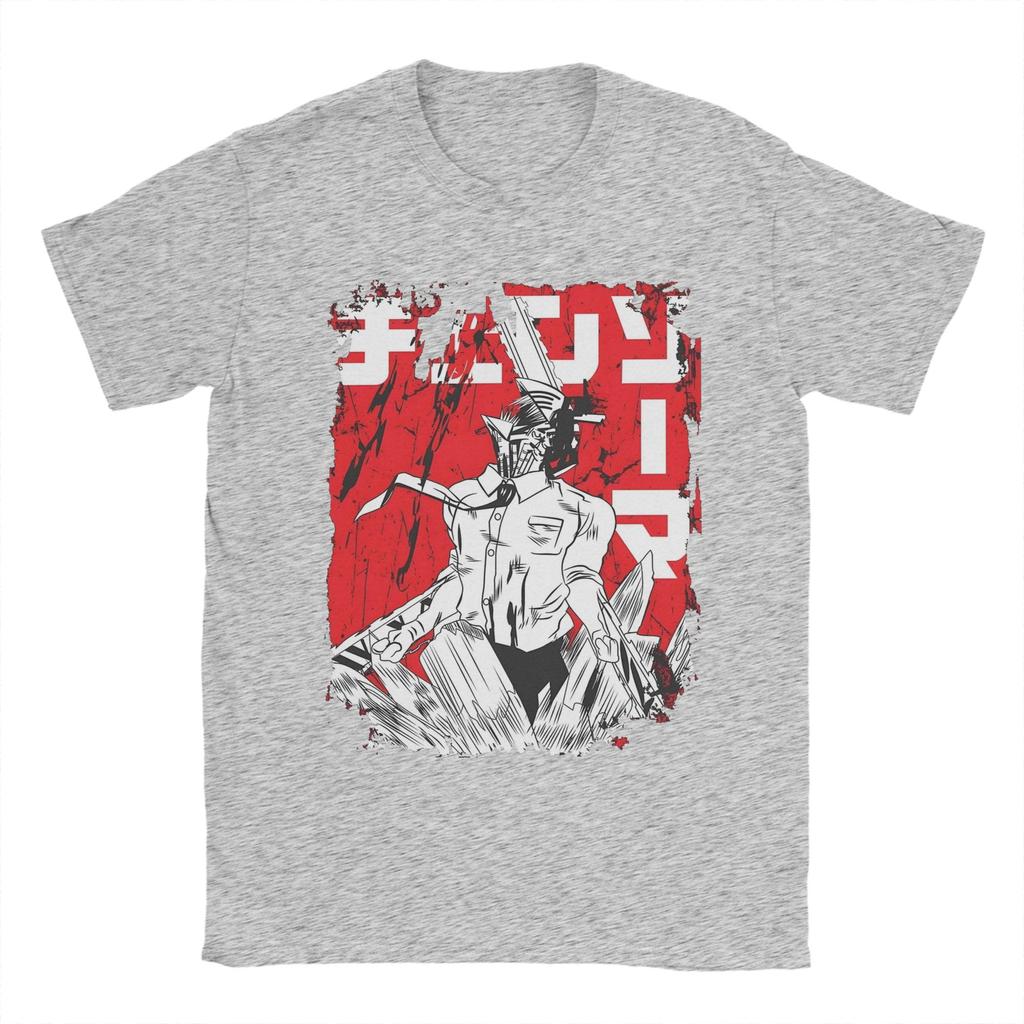 Denji Manga Anime Tshirts Men Cotton Top Tee Vintage Chainsaw Man Oneck Short Sleeve