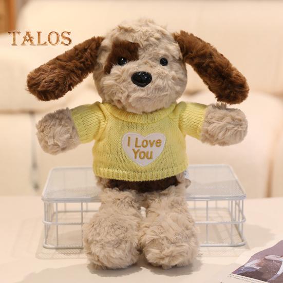 Adoptable Stuffed Dog Plush with Sweater Realistic Teddy Doll Toy with Removable Clothes 30cm Huggable Gifts for Kids
