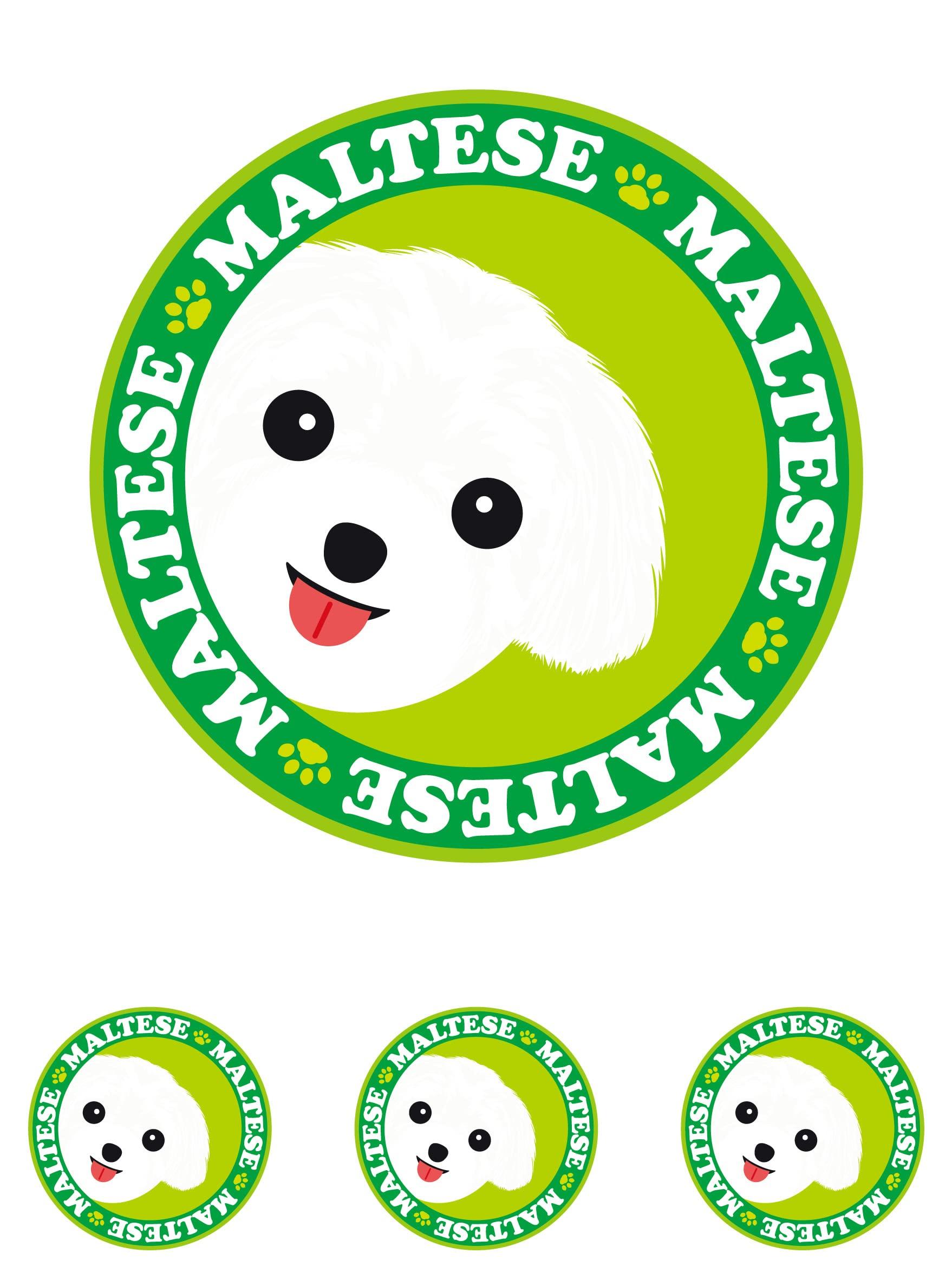

Staring Maltese Dog Sticker Green Back Round L + SS L,SS зелёный