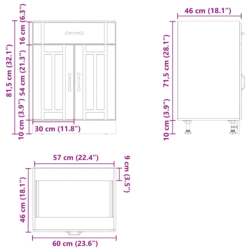 Kitchen Base Cabinet Lucca Brown Oak Effect Particleboard