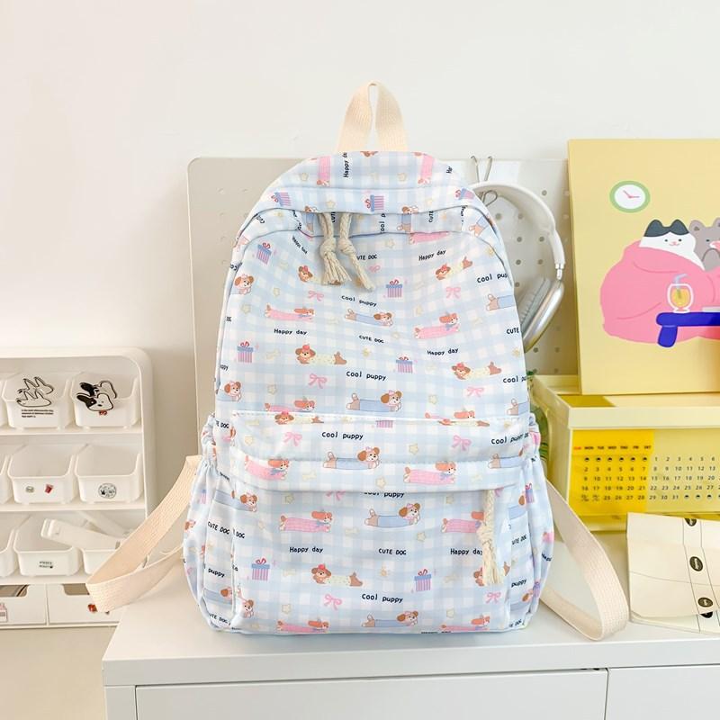 New cute flower backpack cartoon kitten student schoolbag simple casual junior high school backpack