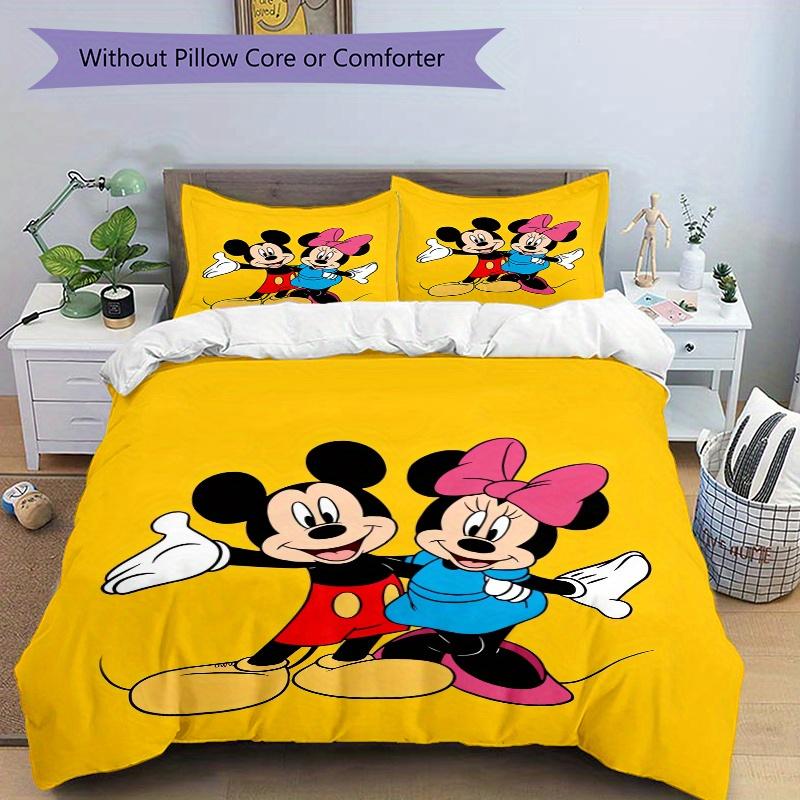 3pcs Mickey Mouse Minnie Mouse Bedding Set Includes Quilt Cover and Pillowcases, Suitable for All Seasons W072