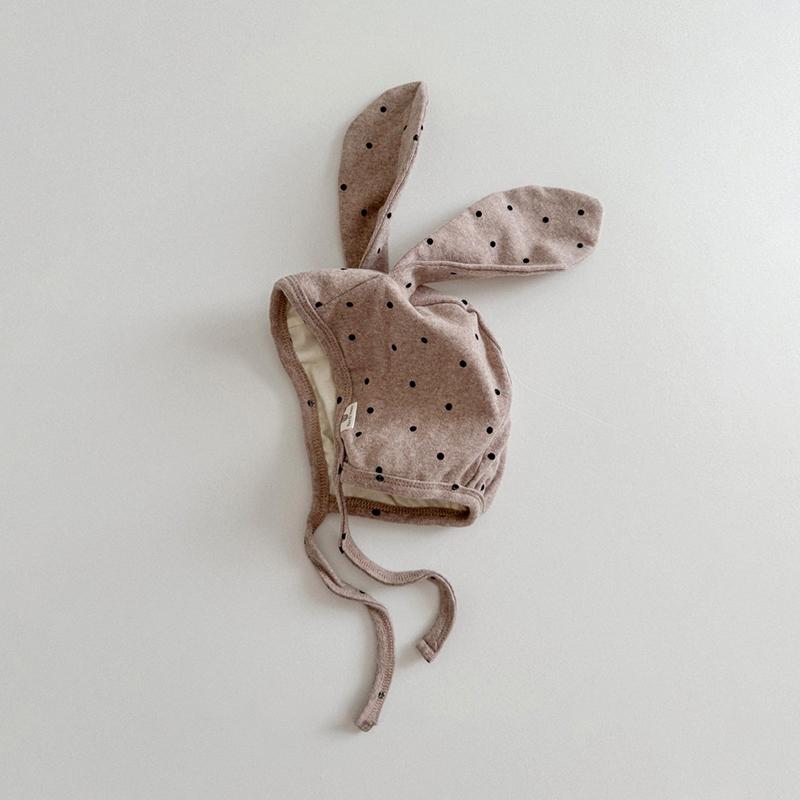 Cute Rabbit Ear Protection Hat Newborn Fetal Hat 0-20M Baby Dot Print Cotton Bonnet Spring Autumn Warm Kid Earmuffs Cap