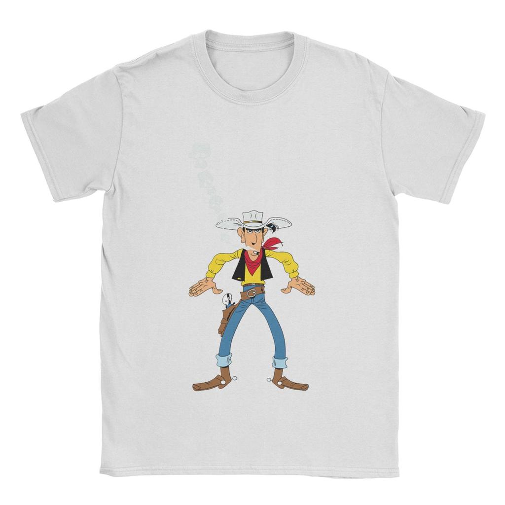 Lucky Luke Are You Ready Men T Shirts Cartoon Funny Tees Short Sleeve Crew Neck T-Shirt Pure Cotton Adult Tops