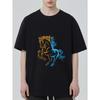 Men's Black T-Shirt With Fire And Ice Horse Graphic Design For Casual Wear