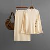 Fashion Set Women's Autumn Winter Side Split Button Decoration Sweater Half Skirt Two Piece Set