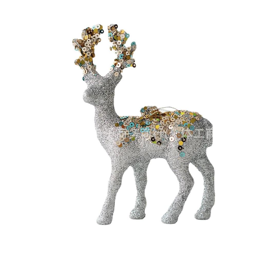 Neuer beflockter verschneiter Rehkitz Rentier Schmuck: Festliche Kunststoffdekoration für Weihnachtsstimmung