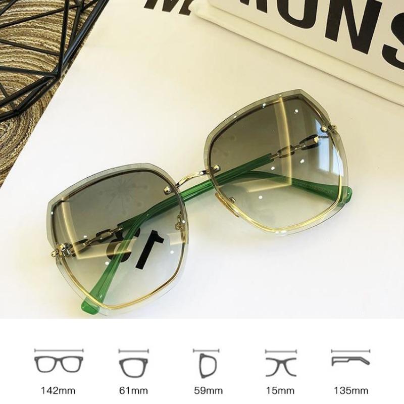 Non-polarized Vintage Square Sunglasses Woman Classic Retro Gradient Mirror Frameless Sun Glasses Female Fashion Rimless
