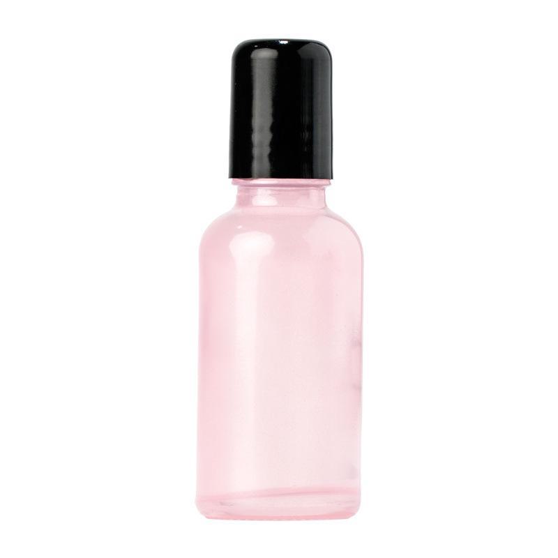 Pink Glass Perfume Bottle with Spray, Screw Cap, Essential Oil Dropper, and Lotion Dispenser