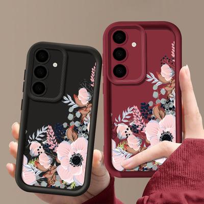 Luxe bloemenprint zachte telefoonhoes voor Samsung S24 FE S23 Ultra S22 Plus S21 S20 FE A55 A54 A52 A35 A34 schokbestendige lensbescherming siliconenhoes