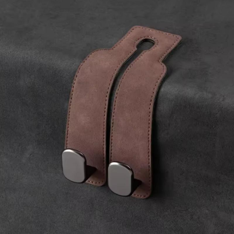 Universal Car Seat Headrest Hooks 2 in 1 Soft Leather Car Seat Back Hook for Purse and Bag Backpack Double Hook Car Seat Hanger