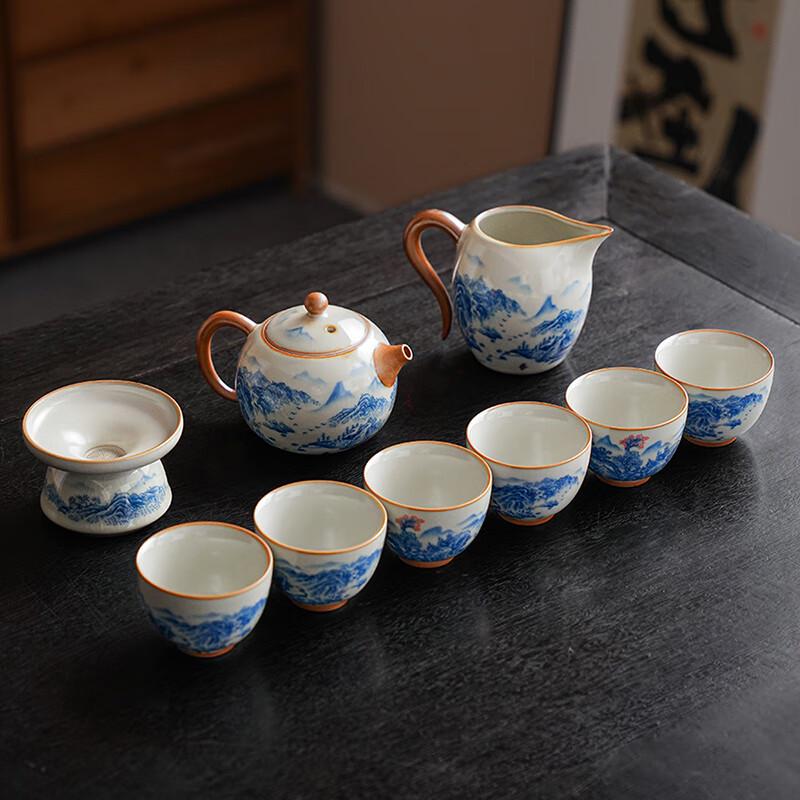 Ru Kiln Xishi Teapot 9-Piece Tea Set