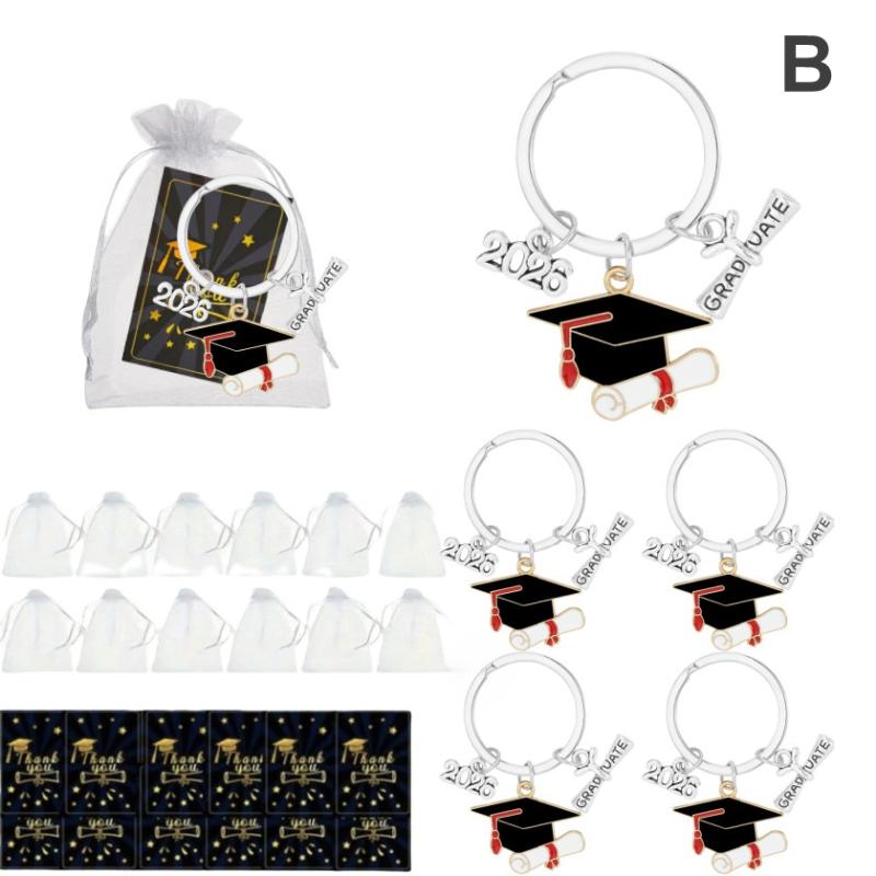 36pcs/12sets 2026 Graduation Keychain Set With Tags & Bags, For HS, College, Nurse Grads, Friends, Backpack Charm