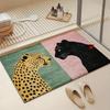 Leopard  Panther Print Doormat Soft Fluffy Non-slip Absorbent Washable Entryway Floor Mat Animal Print Rug