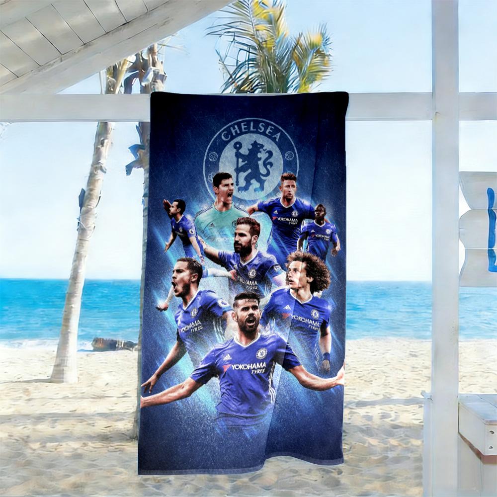 Chelsea FC Fußballspieler Strandtuch Schnelltrocknend Weiche Mikrofaser Bequem Leicht Geeignet für Schwimmen, Fitnessstudio, Camping, Yoga Urlaub