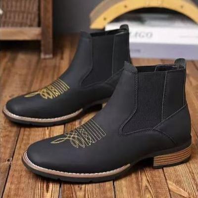 Stivali Chelsea di Alta Qualità Moda Ricamo Marrone Business Casual Scarpe da Uomo Stile Britannico Street Urban Wear Stivaletti Neri Classici