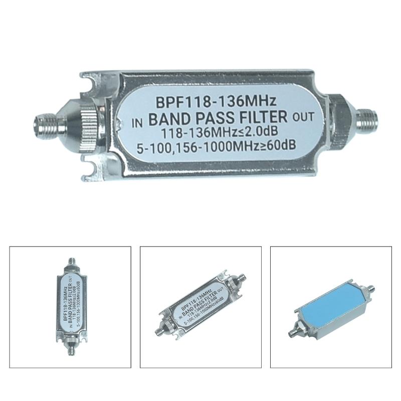 SMA BPF118 BPF118-136MHz Metal Bandpass Filter Easy Connection for Aeronautical Air Frequency Band