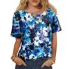Women's Fashion Casual Short Sleeve Print Round Neck Pullover Top Blouse