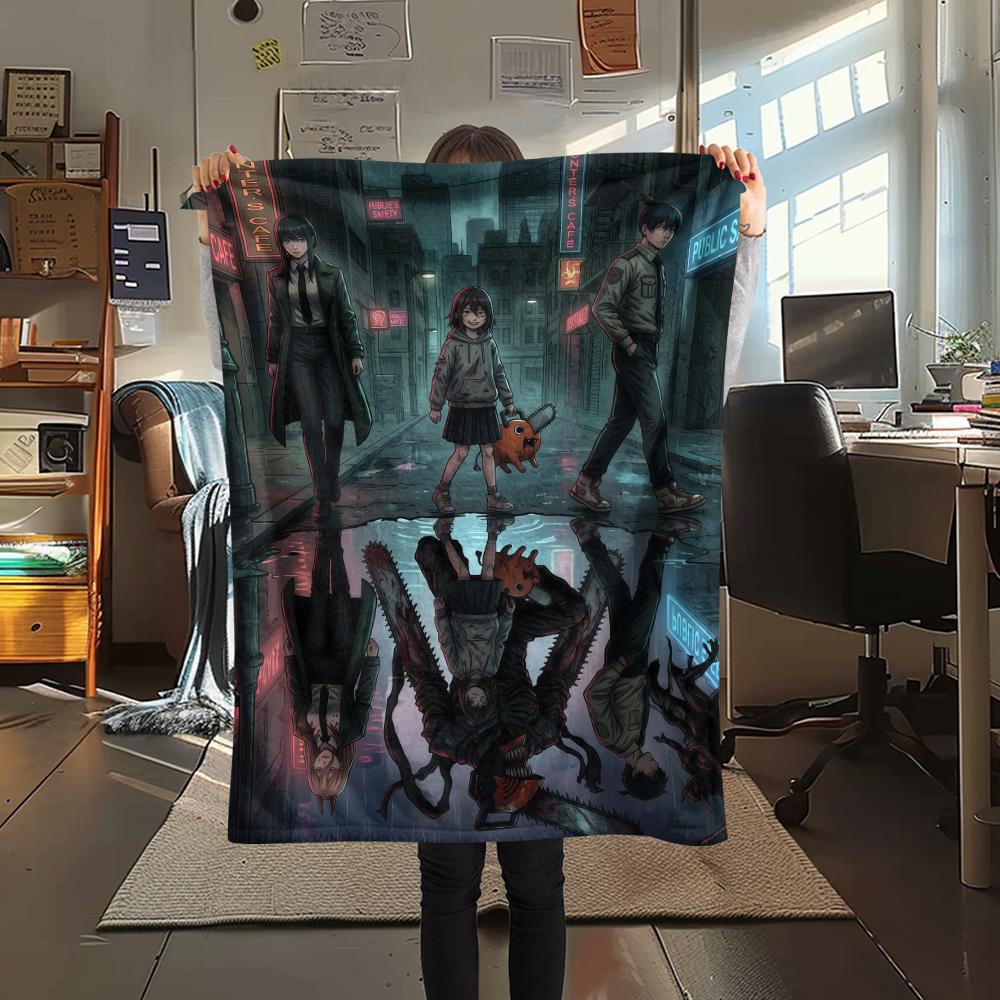 Chainsaw Man posterPrint Flannel Blanket, High quality Comfortable for All Seasons, Home Decor, Warmth and Comfort