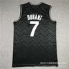 Camisa de Basquete Bordada Brooklyn Nets 7 Kevin Durant Masculina Feminina Roupa Esportiva Respirável Fibra de Carvão de Bambu